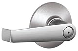 Schlage Elanフェラーリf40フラットストレートWaveドアレバーLockset、UNKEYED、ソリッド真鍮、サテンクローム