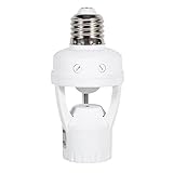AC110-240V 赤外線モーションセンサー LED電球 ホルダーライトソケット 感度検出器 集積回路 屋内通路 ガレージ E27 スイッチ調整可能 360度検出 PBT材料 省エネ 耐久