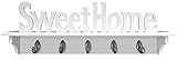 Headbourne 8054E Home Sweet Home Hook Rail / Coat Rack with 5 Silver Hooks [並行輸入品]