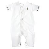little pharo 100% Extra-Long Staple Egyptian Cotton Short-Sleeved Romper (ivory with green piping, s