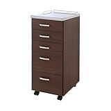 【地球家具】メディカルワゴン 医療用 ワゴン [完成品] [国産 日本製] [耐荷重30Kg ステンレス天板] [開閉がスムーズなスライドレール式引出し] [背面が気にならない全方向化粧板仕上げ] [キャスター付] 幅35cmタイプ ブラウ