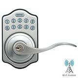 LockState ls-l500i-sn接続Wi - Fiインターネットリモートアクセス制御さでスマートドアロック電子キーパッドレバーハンドル、サテンニッケル