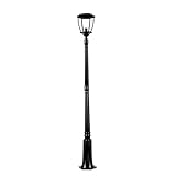 Homestia ソーラーLED街灯 ブラック 1灯 アルミニウム 外灯 屋外対応 210cm