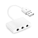 Iseebiz 外付けサウンドカード USBサウンドカード 1入力2出力 オーディオ分配器 USB オーディオ 変換アダプタ3.5mm 7.1ch 4極 TRRS ミニジャック ヘッドホン マイク端子 PS4,Mac,Mac,Windows対応