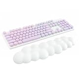 OSIITOSU キーボードリストレスト 雲 PUレザー クラウド 疲労軽減 手首クッション メモリフォーム パームレストkeyboard wrist rest 人間工学デザイン 手首パッド 低反発クッション かわいいリストレストpcキーボード 通気性あり 肌に刺激なしリストパッド アームレスト 滑り止めベース PCゲーム&オフィスワークに最適 手首痛み緩和 ストレス解放 38.5*9.5cm白
