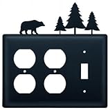 eoos-83 Bear & Pine TreesダブルコンセントシングルスイッチElectricカバー