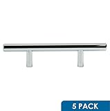 5パックRokハードウェア3 "穴センタークロムキッチンキャビネット引き出しドアユーロスタイルスチールTバープルハンドルプル6 "長