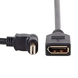 Cablecc Mini DP DisplayPort 90度 - DisplayPortメスケーブル ディスプレイモニター用 (ダウンアングル)