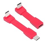cablecc 2個/セット 80Gbps 240W USB5.0 FPC フラット スリム オス-オス & メス 延長ケーブル アップアングル 90度 16K 8K 60Hz 5K 40Gbps USB4.0 Thunderbolt レッド