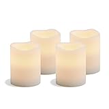Flameless Waxピラーキャンドルwithリモート|のセット4 3x4 ホワイト LC004620