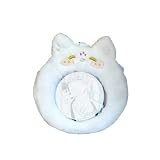 EZ PEACH 缶バッジカバー バッジバーピンバッチ ふわふわ 缶バッジ 収納 缶バッジの保護カバー缶バッジカバー 高い透明性 傷防止 収納 缶キーホルダー 缶バッチ 缶バッジ対応 透明 梱包 痛バッグ 丸バッジ セット (白猫, 58mmバッジに最適)