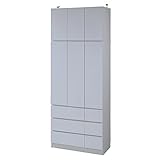 JKプラン Alnair　リビング収納庫 壁面収納庫（鏡面仕上げ） 引き出し付き 上ラック付き幅90cm ホワイト FAL-0017SET-WH