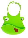よだれかけ 可愛いベビー ビブス 赤ちゃん bibs　シリコンゴムなので使い勝手抜群！ (ライトグリーン　カエルさん)