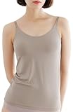 [バンビウォーター] ブラトップ カップ付き キャミソール 【特許取得】 レディース インナー ブラキャミ 補正下着 盛れる (L,グレージュ)