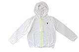 BABY tree 子供用 フードつき ボーダー ラッシュガード キッズ 薄手長袖 パーカー 海 でも タウンでも！ (推奨身長130cm, ホワイト)