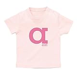 イニシャル Tシャツ / ベビーサイズ [BT343] 80cm ライトピンク×ピンクロゴ 出産祝い 誕生日 プレゼント おしゃれな 名前入り ベビー服