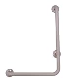 三栄水栓 補助手すり L型ニギリバー(右用)ステンレス製 樹脂被覆 パイプ径34mm 縦700mm×横500mm パステルピンク
