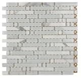 ICL H-2125 Marble Glass Mix Tile With Carrera, 12 x 12 Sheet, 11 Sheets Per Box, White