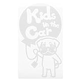 ホワイト（白） 犬 パグ タッチ 風船 Kids in the car キッズ イン ザ カー キッズインカー ステッカー 窓ガラス用シールタイプ 車 戌...