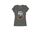NHLミネソタワイルドレディースVネックTシャツ、チャコール、Xラージ