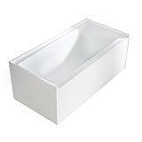 maykke Pensacola 60インチモダン長方形3つ壁アルコーブアクリル浴槽| Recessed Soaking Tub inバスルーム| Cupc認定、ホワイト、xda1415001