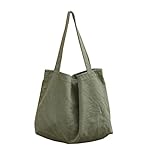 [Annlaite] トートバッグ キャンバス メンズ レディース エコバッグ 大容量 a4 おしゃれ 通勤 1泊旅行用 トート肩掛け 帆布包 301(Smallグリーン)