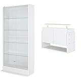 【福袋】【地球家具】コレクションラック「ワイド」新シリーズセット 幅83cm 奥行29cm 【正規品】[鍵付きコレクションケース] [耐震]（引き戸 ハイタイプ本体+上置きロータイプ） ホワイト