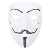 [HTPARY] アノニマス マスク お面 V ホワイト コスプレ ハロウィン 仮面 仮装ガイフォークス コスチューム (ホワイト)