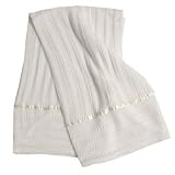 Baby Blanket Knit with Silk Detail Receiving Blanket Ivory One Size Fits All by Boutique Collection
