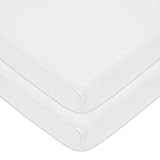 American Baby Company 100% Cotton Value Jersey Knit Fitted Portable/Mini Crib Sheet, White, 2 Count