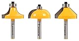 Yonico 13312q 1/2インチ (1.27cm) エッジ形成用ルータビットセット (3ビット入り) 1/4インチ (約0.64cm) シャンク