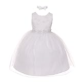 雨キッズベビーガールズホワイトFloral Trim Organza Overlayフラワーガールドレス6 – 24 m カラー: ホワイト