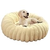 DICOCO 犬 ベッド 通年 丸型 直径40cm～90cm ふわふわ ペットベッド 洗え 滑り止め 犬猫兼用 犬 クッション 犬用ベッド 洗濯可能 オールシーズン ぐっすり眠る ベージュ 40cm