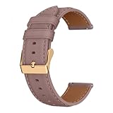 LuFiYa 18 mm 時計バンド 替えベルト For Huawei Watch GT 6 / GT 5 / GT4 (41mm)/GT 5 Pro 42mm/Huawei Watch 5 42mm 用 18ミリ 腕時計バンド コントラストステッチ ビジネス風 柔軟 男女通用 革ストラップ Garmin Venu 4 /Venu 3S (41mm) 対応 レザー時計ベルト (ピンク)