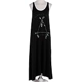 (マーシェル) Marshel マタニティ マキシ ロング ワンピース ノースリーブ フェザー柄 マタニティー服 楽ちんワンピ ブラック フリーサイズ