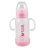 uxcell フィーダーボトル 幼児哺乳瓶　母乳実感哺乳びん　ニップル　シリコーン製　プラスチック製　ピンク　140ml容量