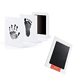 Lindexs 赤ちゃん 手形 足形キット インクタッチなし 無毒で安全 ベビーフレーム記念品 手足型 出産祝い 新生児 写真立て 2枚入り (ブラック)