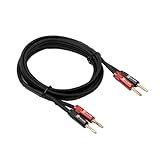 Fosi Audio 14AWG 編組スピーカーケーブル 1.8m ケーブル1本 バナナプラグ4個入り 金メッキバナナプラグ付き ホームオーディオステレオアンプ/レシーバー/ブックシェルフ/パッシブスピーカー用 70.87インチ（ブラック）
