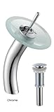 Kraus KGW-1700-PU-10CH-FR Single Lever Vessel Glass Waterfall Bathroom Faucet Chrome with Frosted Gl