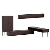 arne テレビ台 キャビネット ウォールシェルフ 完成品 日本製 配線収納 3点セット T-003/1500 T3L-cabi WallBox F-1500 ダークブラウン