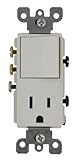 Leviton 15 A、120 V、デコラブランドスタイル3ウェイ/ 5 – 15r AC組み合わせスイッチ、商用グレード、接地 5645-W 1