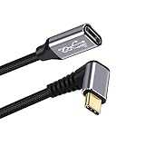 cablecc USB-C USB 3.1 Type C オス 上向きからメス 延長データケーブル 10Gbps 100W スリーブ付き ノートパソコン用 100cm