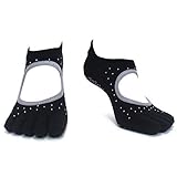 [Finger] 5本指 ヨガ ソックス バレエ ピラティス 滑り止め レディース ヨガ ウェア (22.0-24.5 cm, デラックス(Deluxe) - Indi Blue (Logo))