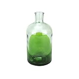 8.75" Fancy Fair Hand-Made Transparent Green and Clear Two-Tone Recycled Spanish Glass Vase