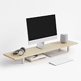 Fenge モニター台 机上台 パソコン台 机上ラック 幅100cm 木製天板 高さ調整可能 デスクトップ用 モニタースタンド 卓上 収納 整理整頓 木目オーク G04E110WO