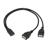NFHK タイプ C USB-C メス DC 5V からデュアル USB 2.0 標準タイプ A メス スプリッター延長充電ケーブル