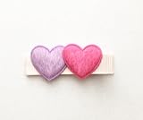 Baby Deer Clips　ヘアクリップ for ベビー　ダブルハート (パープル&ピンク)