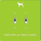 Rikki Knight Keep Calm and Walk the Dog-Lime Green Color Design Double Toggle Light Switch Plate [並行