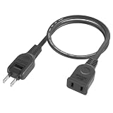 KOZUMUWAN 電源タップ ACアダプタ用電源延長コード 1個口 ブラック トラッキング 火災予防絶縁キャップ付き スイングプラグ 延長コード 屋内用 フリープラグ 180度回転プラグ 2ピンプラグ接続可能 メス-オス (50cm, ブラック)