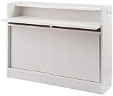 デスク 机 カウンター下収納 窓下収納 パソコンデスク 学習机 勉強机 スリム ホワイト 白 幅120 キッチン収納 コンセント付 おしゃれ 日本製 完成品 (ホワイト, 幅120デスク)